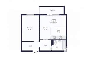 1-к квартира, вторичка, 40м2, 2/10 этаж