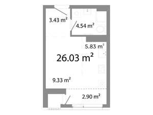 Студия квартира, строящийся дом, 26м2, 3/11 этаж