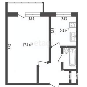 1-к квартира, вторичка, 30м2, 7/9 этаж