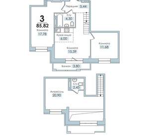 3-к квартира, вторичка, 86м2, 10/10 этаж