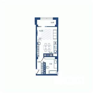 1-к квартира, вторичка, 33м2, 12/23 этаж