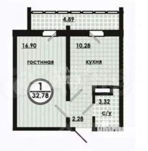 1-к квартира, вторичка, 38м2, 7/16 этаж