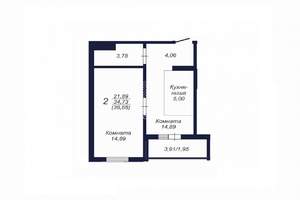 1-к квартира, вторичка, 37м2, 9/10 этаж
