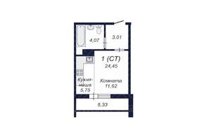 Студия квартира, вторичка, 24м2, 7/18 этаж