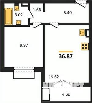 1-к квартира, вторичка, 37м2, 6/10 этаж