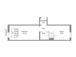 1-к квартира, вторичка, 34м2, 4/10 этаж