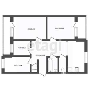 4-к квартира, вторичка, 85м2, 2/25 этаж