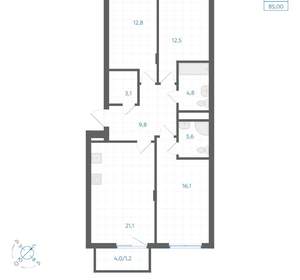 3-к квартира, вторичка, 85м2, 10/18 этаж
