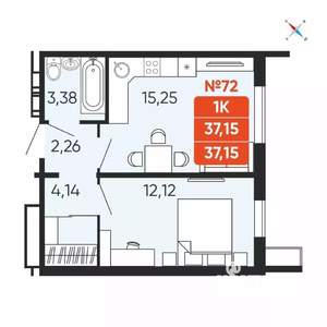 1-к квартира, вторичка, 36м2, 7/10 этаж