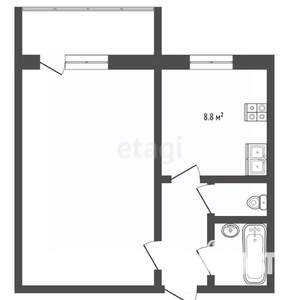 1-к квартира, вторичка, 33м2, 4/9 этаж