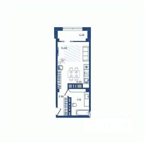 1-к квартира, вторичка, 32м2, 16/23 этаж