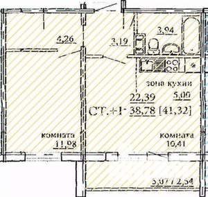 2-к квартира, строящийся дом, 41м2, 4/10 этаж