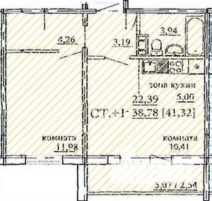 2-к квартира, строящийся дом, 41м2, 7/10 этаж