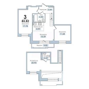 3-к квартира, вторичка, 86м2, 10/10 этаж
