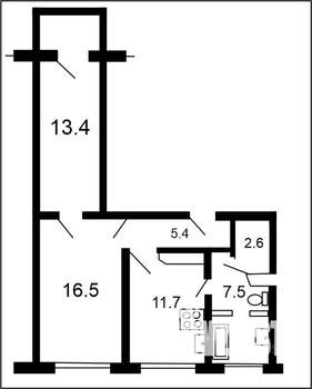 3-к квартира, вторичка, 64м2, 1/10 этаж