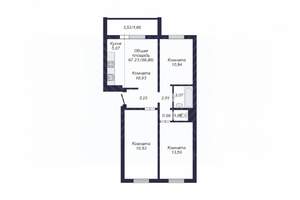 3-к квартира, вторичка, 69м2, 10/10 этаж