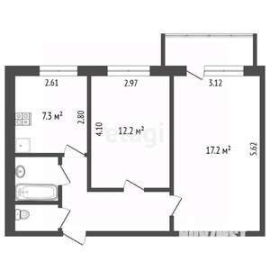 2-к квартира, вторичка, 46м2, 3/5 этаж