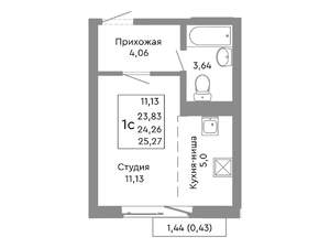 Студия квартира, строящийся дом, 24м2, 3/10 этаж
