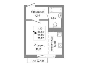 Студия квартира, строящийся дом, 24м2, 10/10 этаж