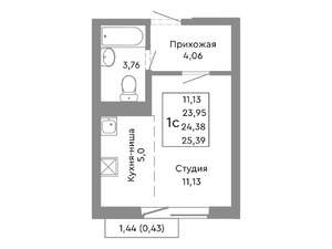Студия квартира, строящийся дом, 24м2, 10/10 этаж