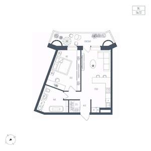 1-к квартира, вторичка, 57м2, 2/7 этаж