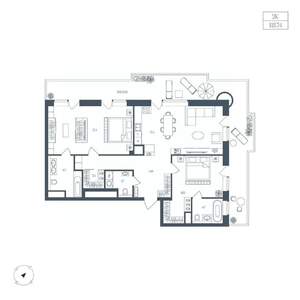 2-к квартира, вторичка, 119м2, 6/8 этаж