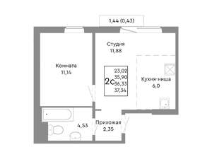 2-к квартира, вторичка, 36м2, 3/10 этаж