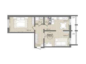 2-к квартира, вторичка, 71м2, 13/16 этаж