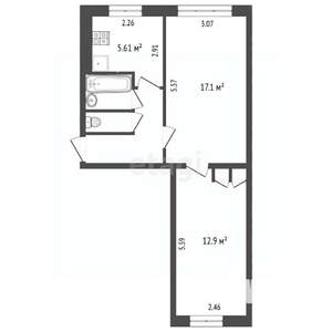 2-к квартира, вторичка, 44м2, 1/5 этаж