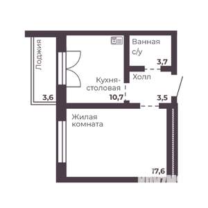 1-к квартира, вторичка, 36м2, 8/17 этаж