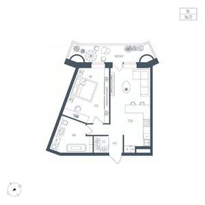 1-к квартира, вторичка, 57м2, 2/7 этаж