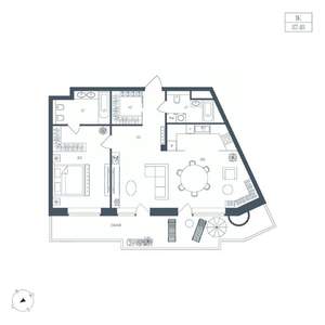 1-к квартира, вторичка, 87м2, 3/7 этаж