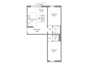 3-к квартира, вторичка, 57м2, 6/10 этаж