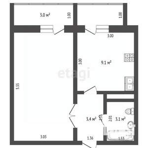 1-к квартира, вторичка, 32м2, 11/16 этаж