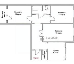 3-к квартира, вторичка, 65м2, 1/9 этаж