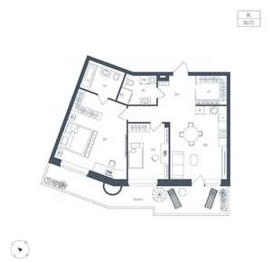 1-к квартира, вторичка, 87м2, 5/9 этаж