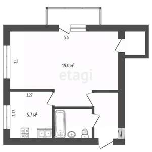 1-к квартира, вторичка, 32м2, 2/5 этаж