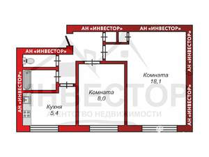 2-к квартира, вторичка, 41м2, 1/2 этаж