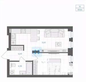 1-к квартира, вторичка, 39м2, 8/30 этаж