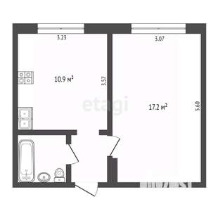 1-к квартира, вторичка, 37м2, 6/9 этаж