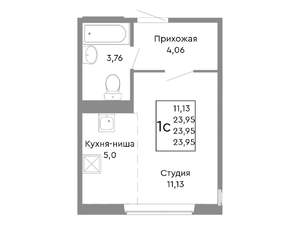 Студия квартира, вторичка, 24м2, 2/10 этаж