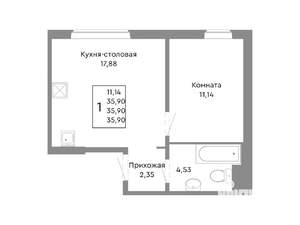 2-к квартира, вторичка, 36м2, 2/10 этаж