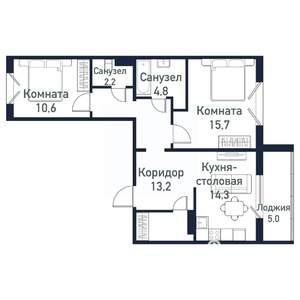 2-к квартира, вторичка, 65м2, 1/10 этаж