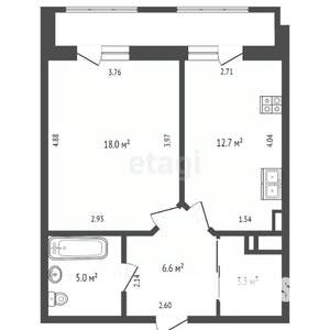 1-к квартира, вторичка, 47м2, 10/14 этаж