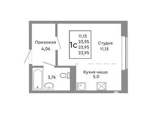 Студия квартира, строящийся дом, 24м2, 2/10 этаж