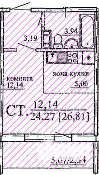 Студия квартира, вторичка, 27м2, 10/10 этаж