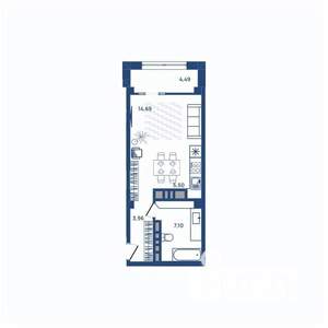 1-к квартира, вторичка, 31м2, 11/23 этаж