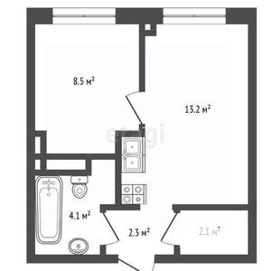 1-к квартира, вторичка, 31м2, 2/5 этаж