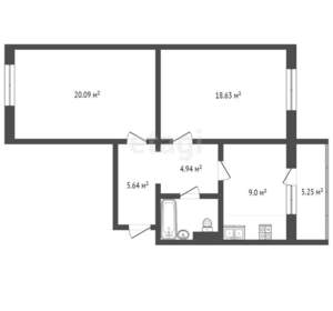 2-к квартира, вторичка, 66м2, 1/10 этаж