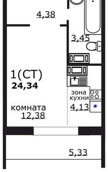 Студия квартира, вторичка, 24м2, 13/18 этаж